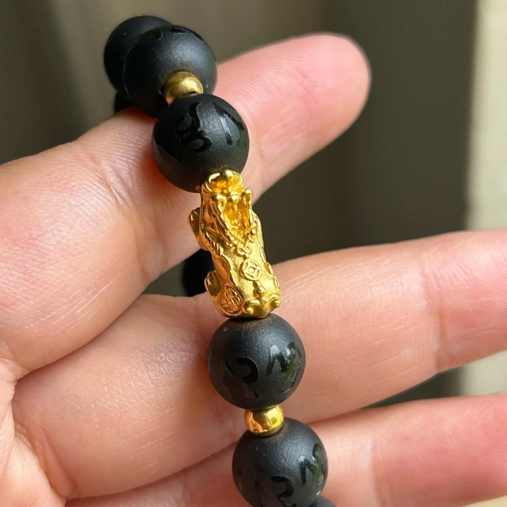 24 KARAT REAL GOLD DRAGON PIYAO BRACELET FIT TO 7-8 INCHES - Picture 2 of 4